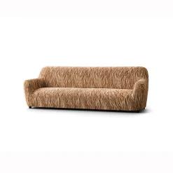 Zitbankhoes<Blancheporte Bi-rekbare hoes in microvezel met golvenmotief, voor fauteuil en zitbank chocolade