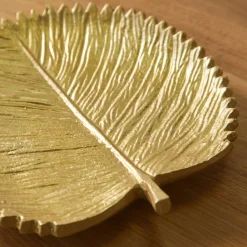 Feestdecoratie|Decoratieartikel<Blancheporte Bladvormige schaal, polyhars goudkleurig