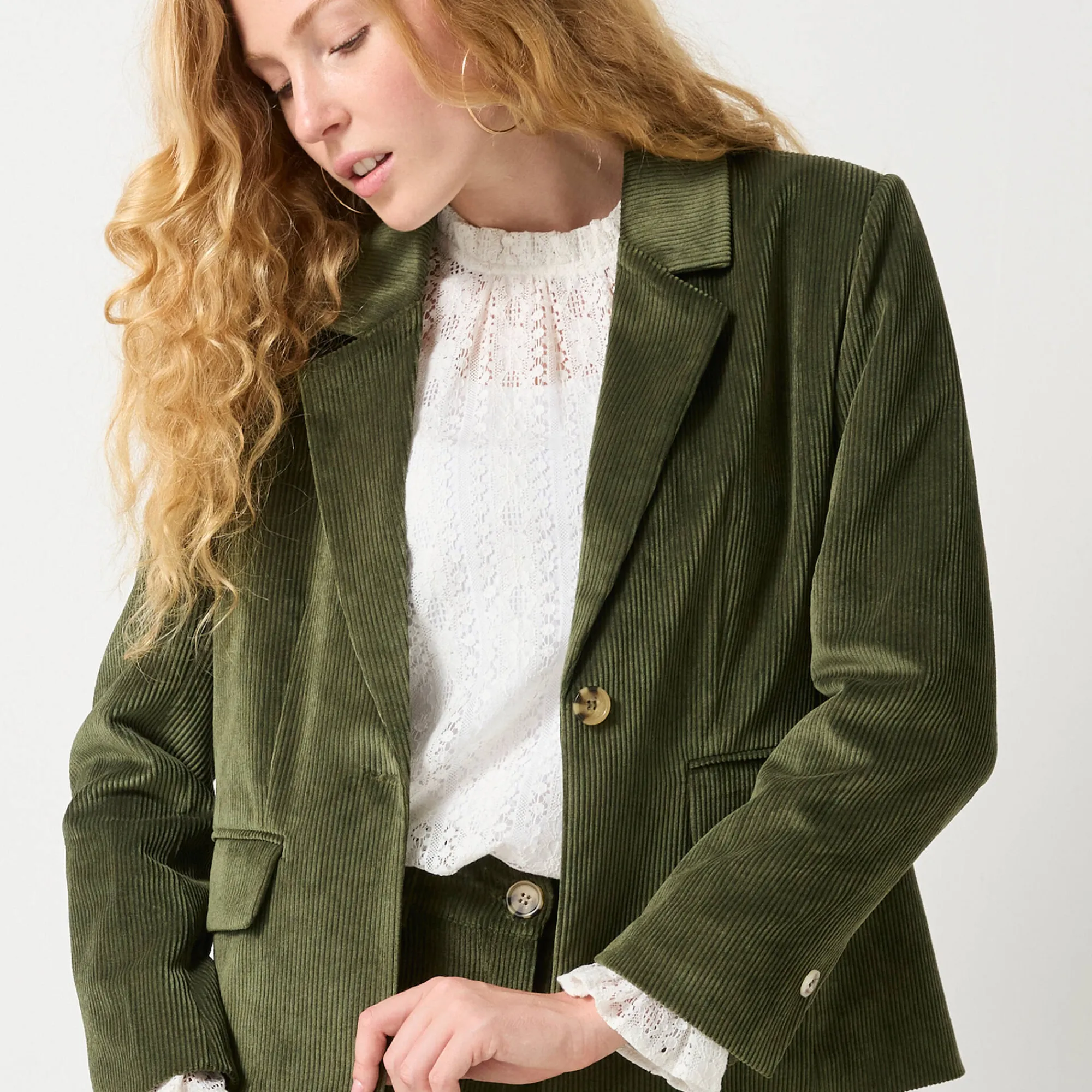 Feestoutfits Dames|Jas En Mantel<Blancheporte Blazer in velours groen