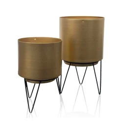 Decoratieartikel<Blancheporte Bloempot op poten - set van 2 goudkleurig