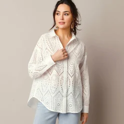 Bloes En Tuniek<Blancheporte Bloes in broderie anglaise, lange mouwen wit