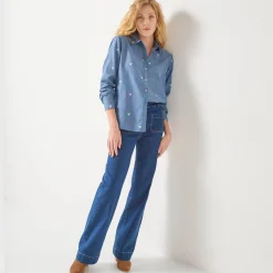 Bloes En Tuniek<Blancheporte Bloes in chambray met knoopsluiting en hartjesprint bleached