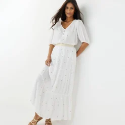 Bloes En Tuniek<Blancheporte Bloes in crepon met goudkleurige print wit / goudkleurig