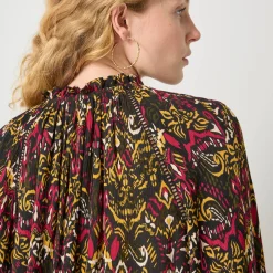 Bloes En Tuniek<Blancheporte Bloes in creponvoile met etnische print zwart / veelkleurig