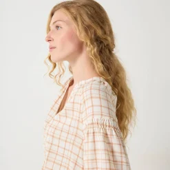 Bloes En Tuniek<Blancheporte Bloes in flanel met ruitenprint, 7/8-mouwen ecru / beige