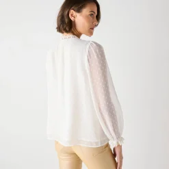 Feestoutfits Dames|Bloes En Tuniek<Blancheporte Bloes in plumetisvoile, details in macramé ecru