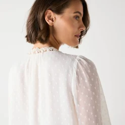 Feestoutfits Dames|Bloes En Tuniek<Blancheporte Bloes in plumetisvoile, details in macramé ecru