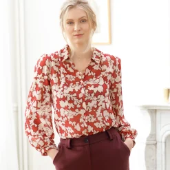 Bloes En Tuniek<Blancheporte Bloes in voile, bloemenprint bordeaux