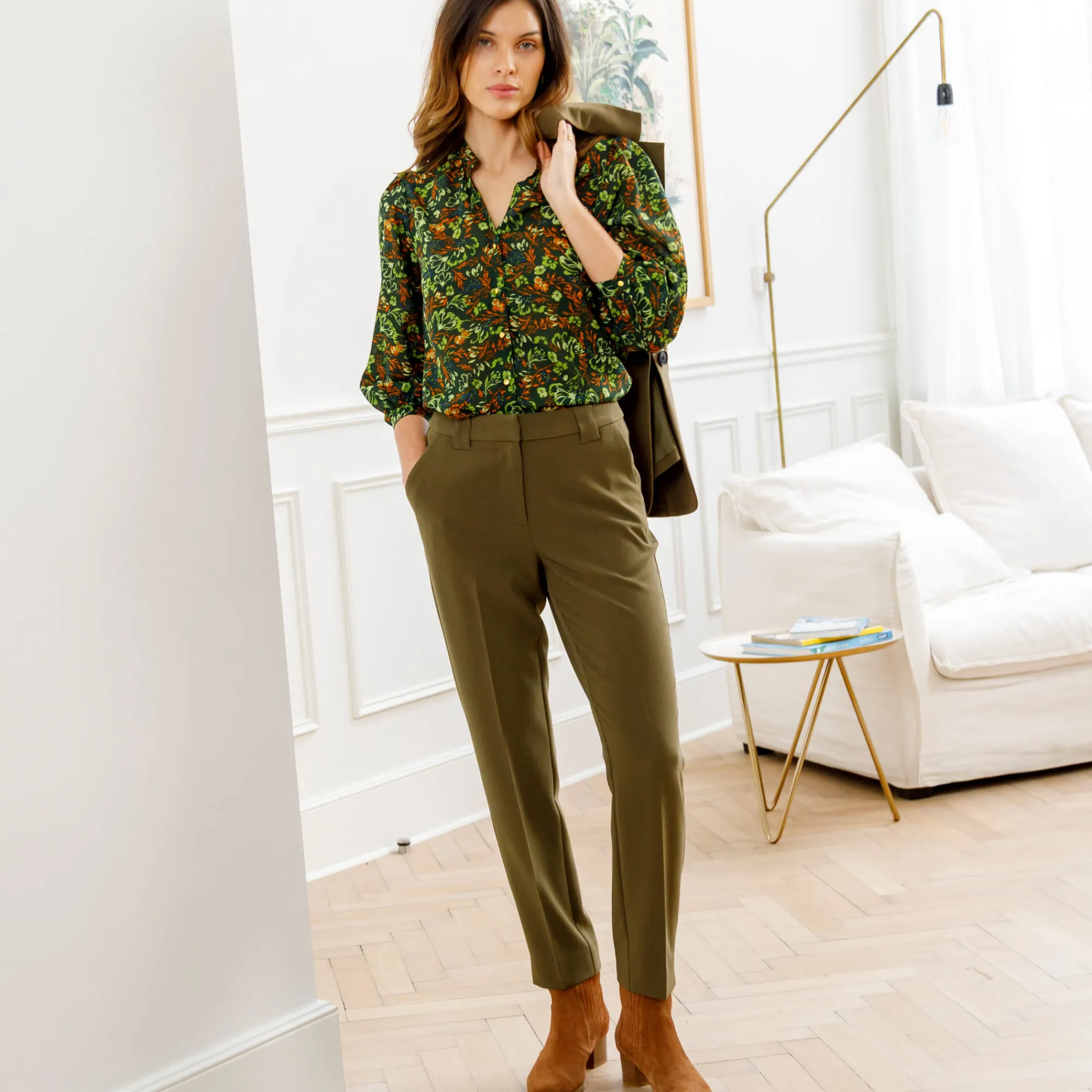 Bloes En Tuniek<Blancheporte Bloes met bloemenprint kaki / groen