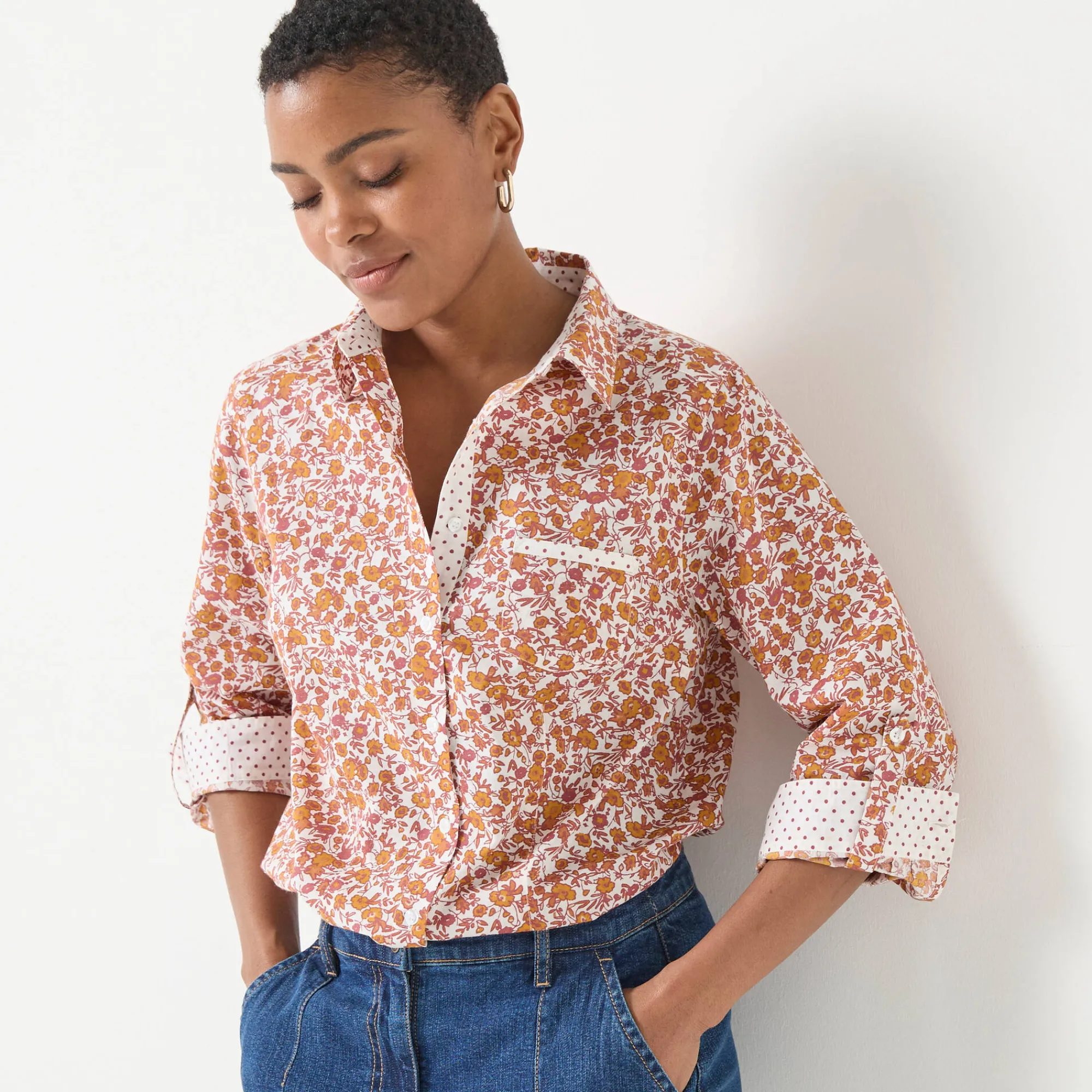 Bloes En Tuniek<Blancheporte Bloes met bloemenprint wit / karamel