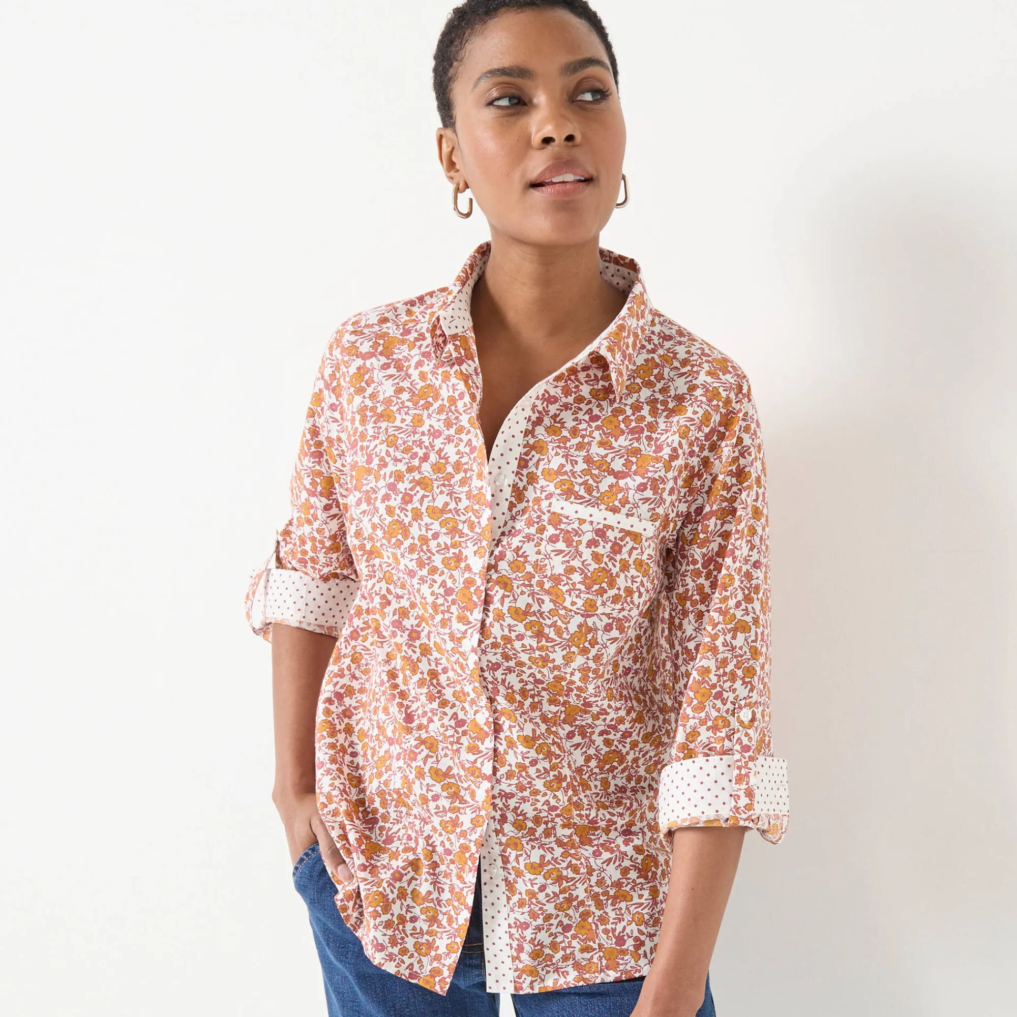 Bloes En Tuniek<Blancheporte Bloes met bloemenprint wit / karamel