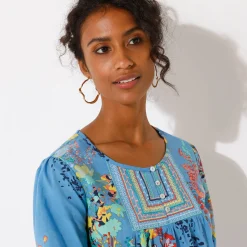 Bloes En Tuniek<Blancheporte Bloes met bloemenprint blauw / koraal
