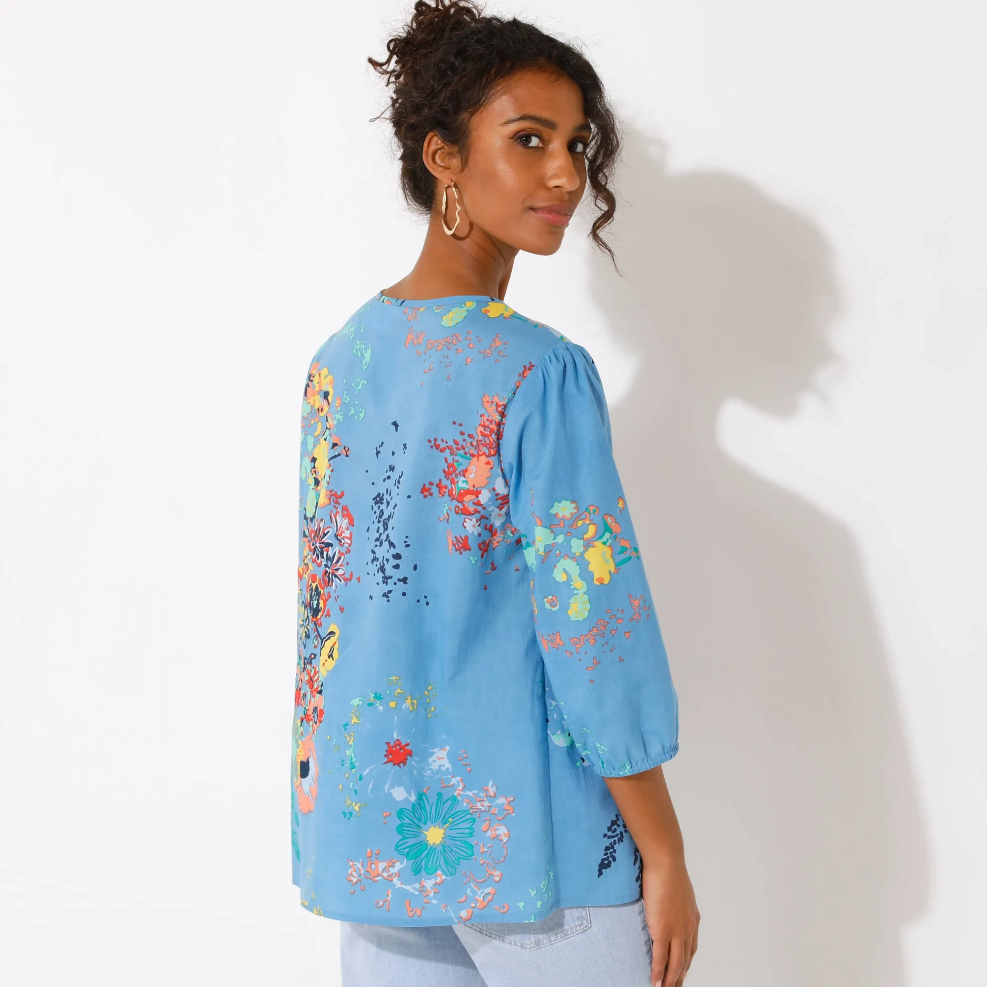 Bloes En Tuniek<Blancheporte Bloes met bloemenprint blauw / koraal