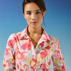 Bloes En Tuniek<Blancheporte Bloes met bloemenprint, katoenvoile wit / roze