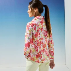 Bloes En Tuniek<Blancheporte Bloes met bloemenprint, katoenvoile wit / roze