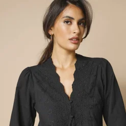 Feestoutfits Dames|Bloes En Tuniek<Blancheporte Bloes met broderie anglaise, katoen zwart