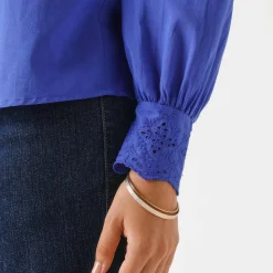 Bloes En Tuniek<Blancheporte Bloes met broderie anglaise, katoen felblauw