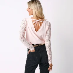 Feestoutfits Dames|Bloes En Tuniek<Blancheporte Bloes met festonrand achter poederroze