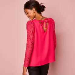Bloes En Tuniek<Blancheporte Bloes met festonrand achter framboos