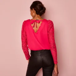 Bloes En Tuniek<Blancheporte Bloes met festonrand achter framboos