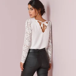 Feestoutfits Dames|Bloes En Tuniek<Blancheporte Bloes met festonrand achter ecru