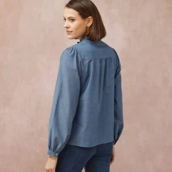 Bloes En Tuniek<Blancheporte Bloes met fronskraag, chambray stone