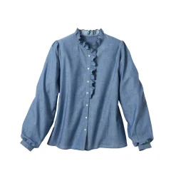 Bloes En Tuniek<Blancheporte Bloes met fronskraag, chambray stone