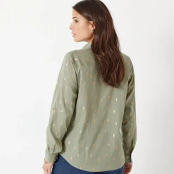 Bloes En Tuniek<Blancheporte Bloes met goudkleurige print mosgroen / goudkleurig