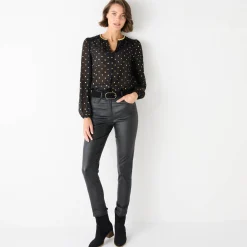 Feestoutfits Dames|Bloes En Tuniek<Blancheporte Bloes met goudkleurige stippenprint, in voile zwart