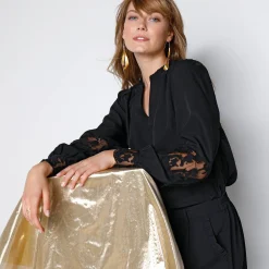 Bloes En Tuniek<Blancheporte Bloes met kant en lange, bloezende mouwen zwart