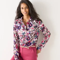 Bloes En Tuniek<Blancheporte Bloes met knoopsluiting met bloemenprint, gerecycleerd polyester(**) ecru / roze