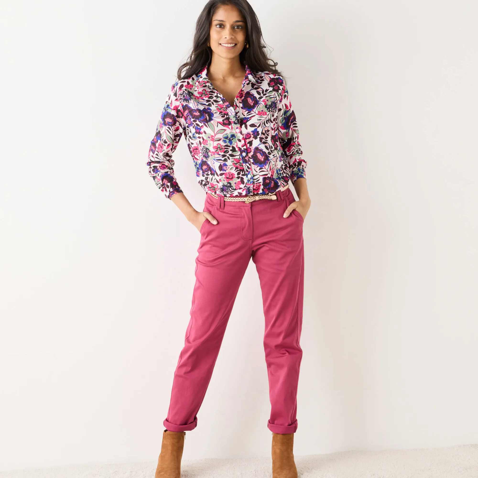 Bloes En Tuniek<Blancheporte Bloes met knoopsluiting met bloemenprint, gerecycleerd polyester(**) ecru / roze