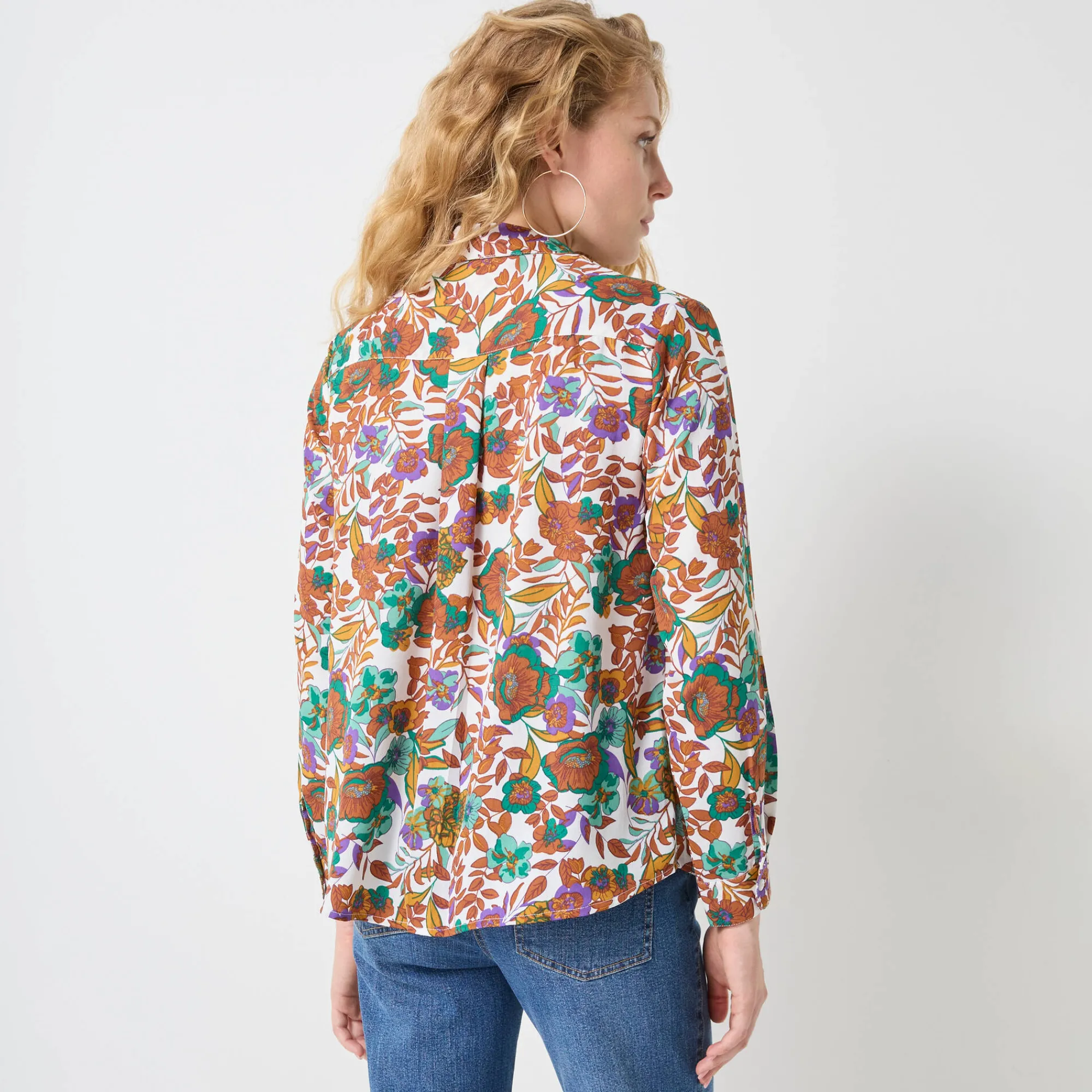 Bloes En Tuniek<Blancheporte Bloes met knoopsluiting met bloemenprint, gerecycleerd polyester(**) wit / karamel