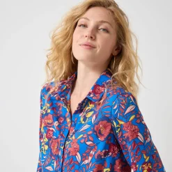 Bloes En Tuniek<Blancheporte Bloes met knoopsluiting met bloemenprint, gerecycleerd polyester(**) blauw / roze