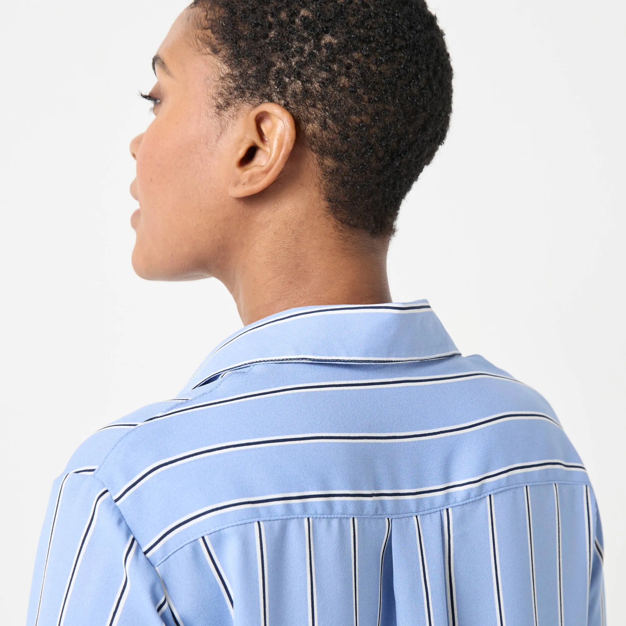 Bloes En Tuniek<Blancheporte Bloes met knopen en strepenprint grijsblauw