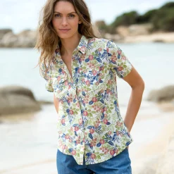 Bloes En Tuniek<Blancheporte Bloes met korte mouwen en bloemenprint wit / groen