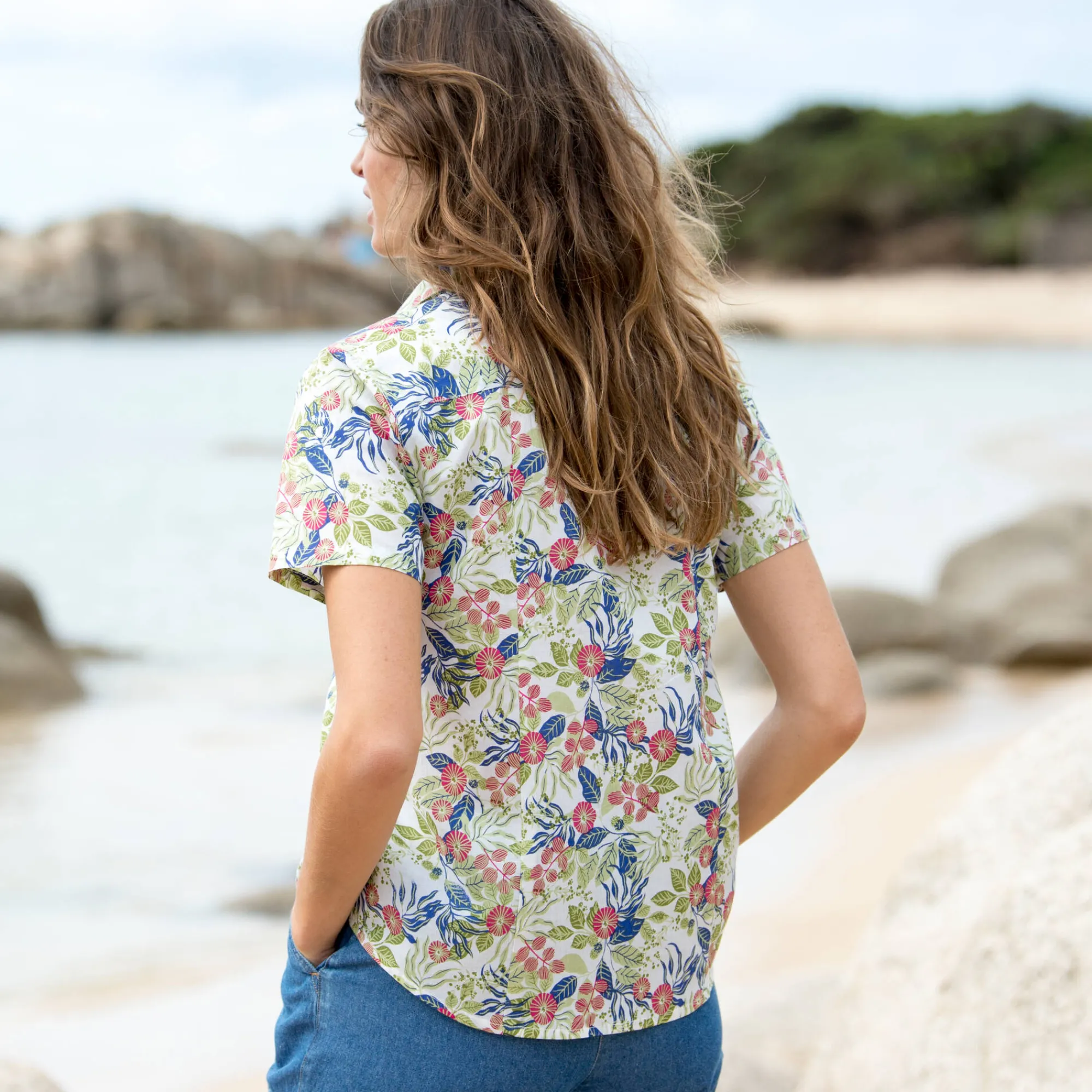 Bloes En Tuniek<Blancheporte Bloes met korte mouwen en bloemenprint wit / groen