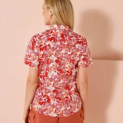 Bloes En Tuniek<Blancheporte Bloes met korte mouwen en bloemenprint wit / perzik