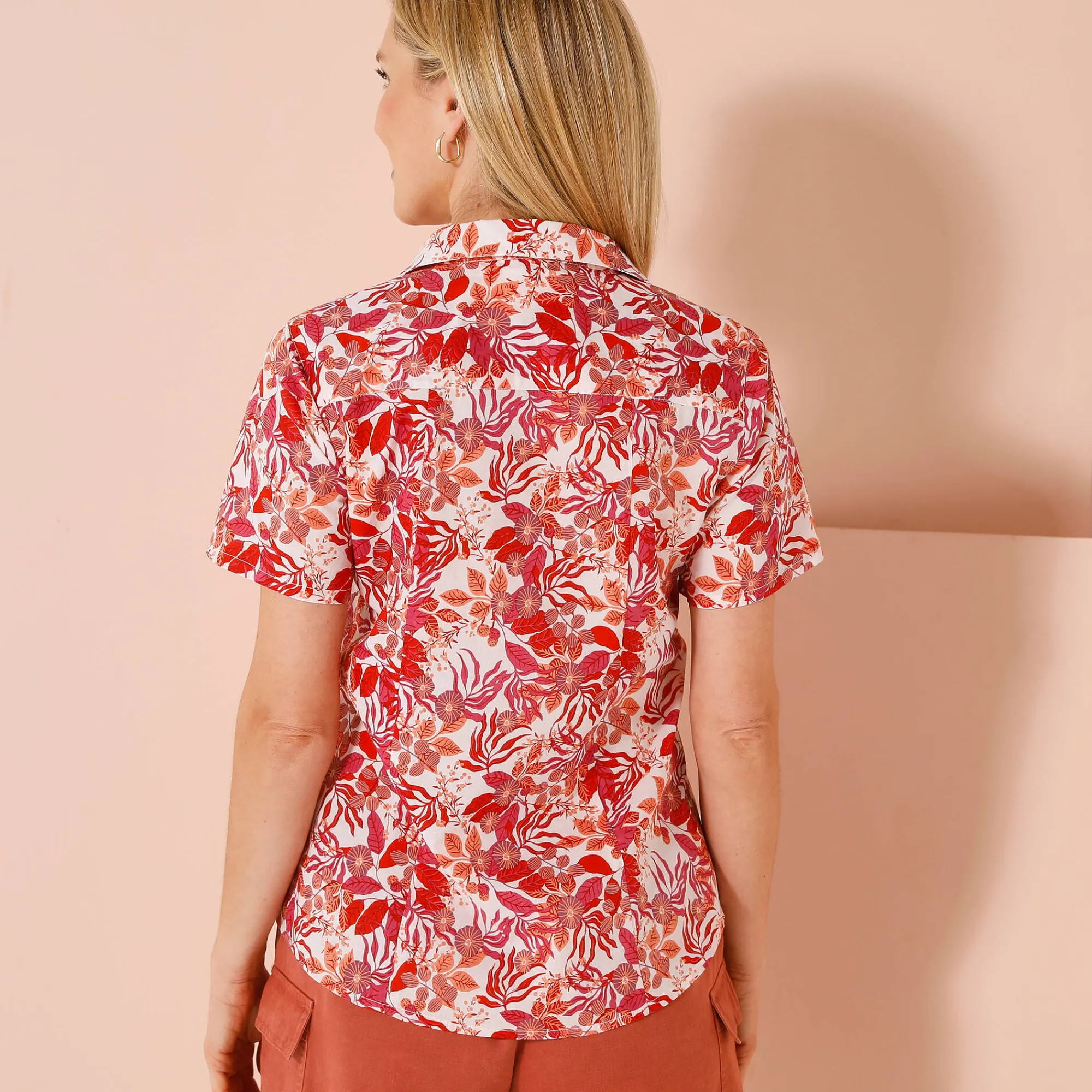Bloes En Tuniek<Blancheporte Bloes met korte mouwen en bloemenprint wit / perzik