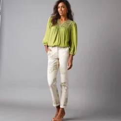 Bloes En Tuniek<Blancheporte Bloes met macramé en 3/4-mouwen mosgroen