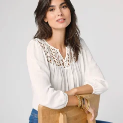 Bloes En Tuniek<Blancheporte Bloes met macramé en 3/4-mouwen ecru