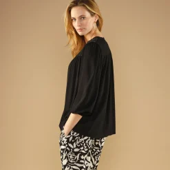 Bloes En Tuniek<Blancheporte Bloes met macramé en 3/4-mouwen zwart