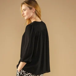 Bloes En Tuniek<Blancheporte Bloes met macramé en 3/4-mouwen zwart