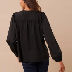Feestoutfits Dames|Bloes En Tuniek<Blancheporte Bloes met pasje in geschulpt macramé, bloezende mouwen zwart