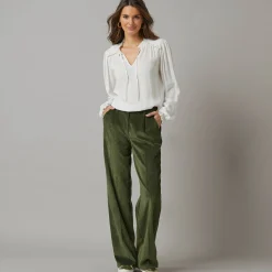 Bloes En Tuniek<Lora Zellini Bloes met smokwerk in crepon, glansdraad ecru