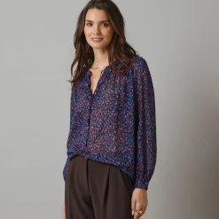 Feestoutfits Dames|Bloes En Tuniek<Lora Zellini Bloes met Tunesische hals en dierenhuidprint, lange mouwen veelkleurig