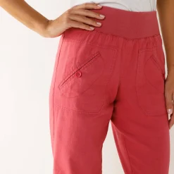 Broek<Blancheporte Bloezende broek met elastische taille, linnen-katoen framboos