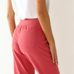 Broek<Blancheporte Bloezende broek met elastische taille, linnen-katoen framboos