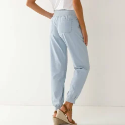 Jeans<Blancheporte Bloezende jeans met elastische taille bleached light