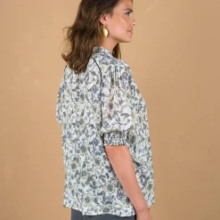 Bloes En Tuniek<Blancheporte Blouse imprimée manches coudes, crépon ecru / zwart